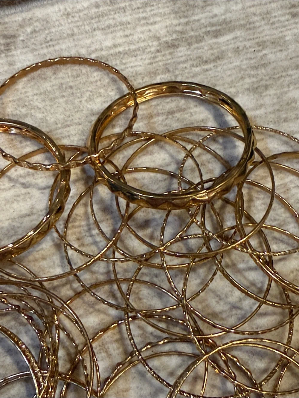 Gold Tone Textured Bangle Bracelet Set - Women Jewelry